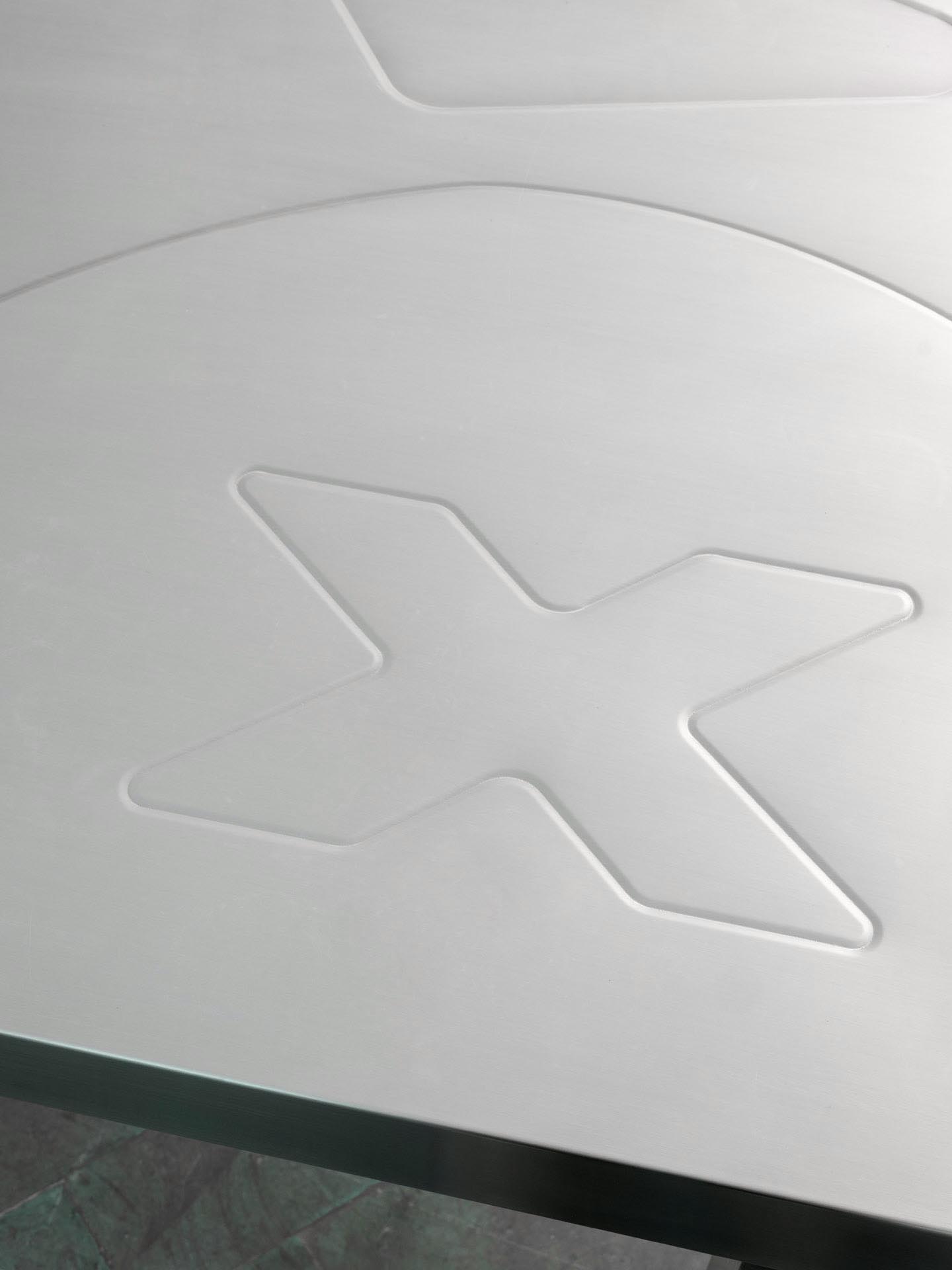 detail of engraved surface on inohx workstation